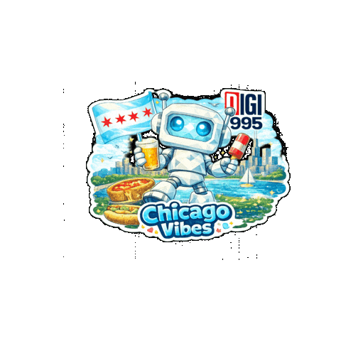 Windy City Cute Robot Sticker by Digi 995