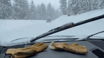Heavy Snow Covers Roads Near Lake Tahoe as Squall Sweeps Northern California