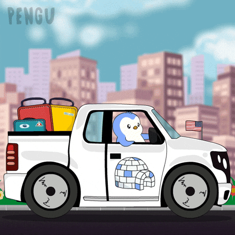 Travel Driving GIF by Pudgy Penguins