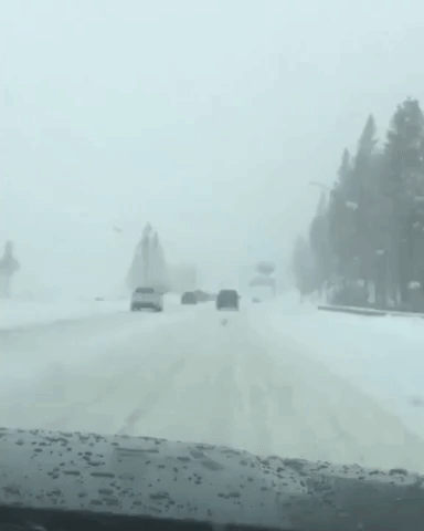 Snow Covers Roads in California as Atmospheric River Moves in