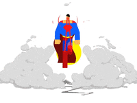 elmotionlab superhero superman laser vector GIF