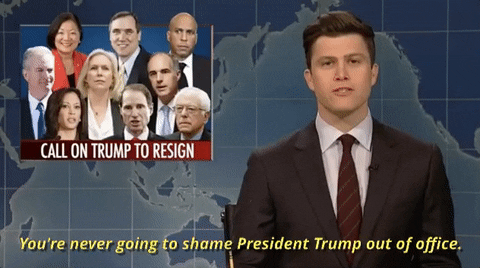 colin jost youre never going to shame president trump out of office GIF by Saturday Night Live