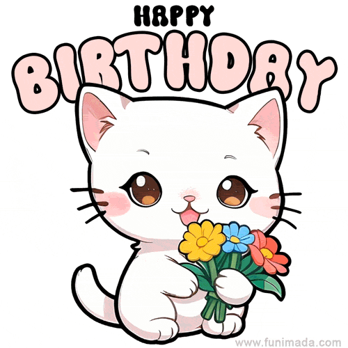 funimada giphyupload kawaii happy birthday cute cat GIF