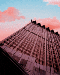 hahahariz pink purple clouds architecture GIF