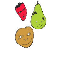flannelraccoon strawberry pear flannelraccoon awkward fruits Sticker