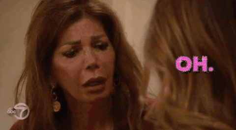 Reality TV gif. A mother of a contestant from The Bachelor looks disappointed as she says, "Oh."