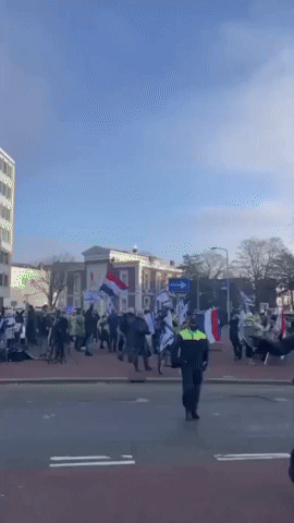 Rival Demonstrators Gather at The Hague During Genocide Case Against Israel