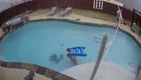Powerful Winds Blow Trampoline Into Texas Pool