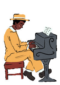 Jazz Blues Sticker by Michael Simbana illustration