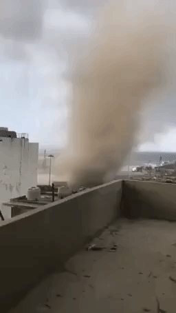 Waterspout Kicks Up Dust as It Reaches Port of Beirut