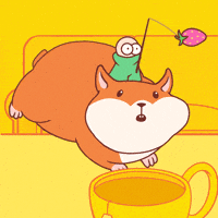 Globkins dog fishing strawberry corgi GIF