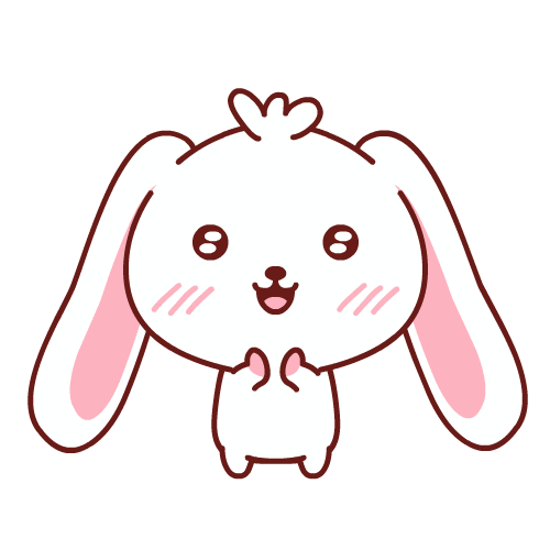 Kawaii gif. A jubilant white bunny with pink ears and cheeks claps its hands together, ears flapping up and down as it shakes with delight.