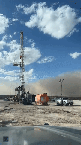 Dust Storm Rolls Over Oil Field in West Texas