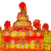 Durga Puja Architecture Sticker
