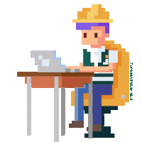 Pixel Working Sticker by Juragan Material.id