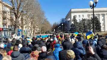 Demonstrators Protest Against Russian Forces in Kherson