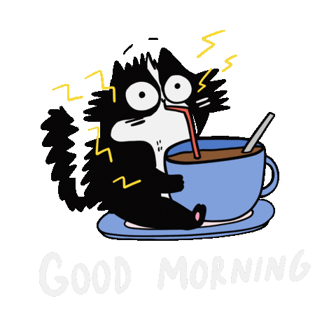Good Morning Cat Sticker by Franziska Höllbacher