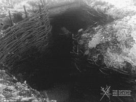 NationalWWIMuseum black and white army soldier hiding GIF