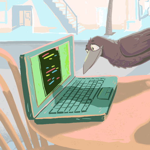 laptop crow GIF