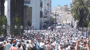 Large Demonstration Held in Rabat in Solidarity With Gaza