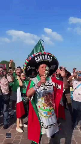 Mexico Fans Bring Trademark Color to Doha