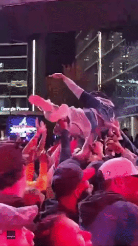 Man Crowd Surfs After Braves Win The World Series
