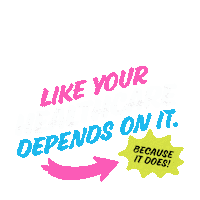 Text gif. The word "Vote," in script font, materializes and twinkles above a sign-written message in blue white and pink, "Like your healthcare depends on it, because it does!"