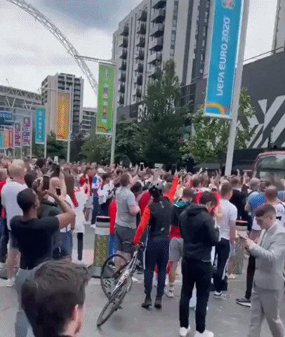 Bus 'Mobbed' by England Fans Outside Wembley