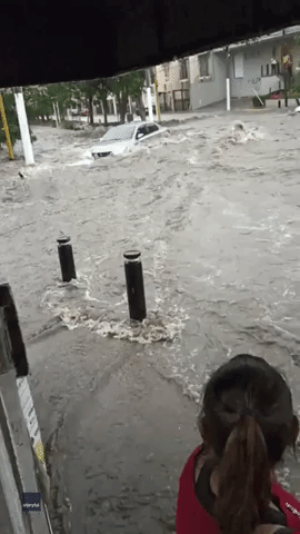 Vehicle Swept Away by Torrential Rain in Zapopan, Mexico