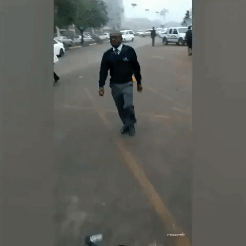 Military Vehicle Blocks Street in Harare