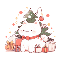 Christmas Tree Cat Sticker
