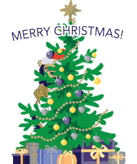 Merry Christmas Highlander Sticker by Houghton University