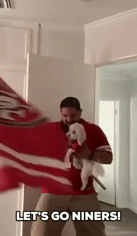 49ers Fan and Dog Celebrate NFL Sunday 