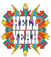 happy hell yeah Sticker by Draw! Pilgrim