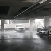 Wild Winds Whip Across Parking Garage as Typhoon Maysak Approaches Jeju Island