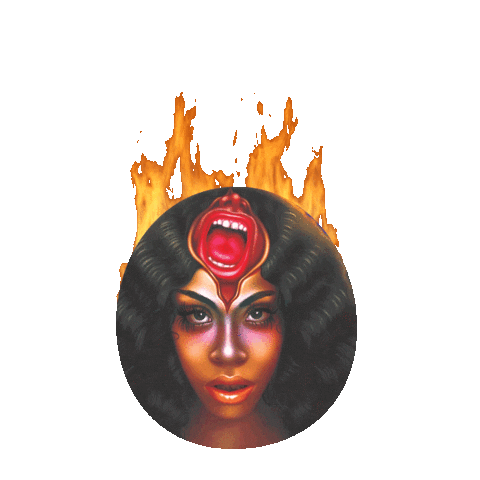 anger management fire Sticker by Rico Nasty