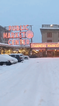 Snowstorm Coats Seattle's Iconic Pike Place Market