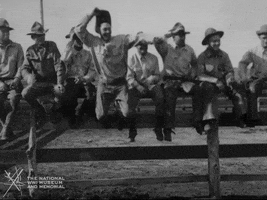 NationalWWIMuseum celebration black and white smiling jumping GIF