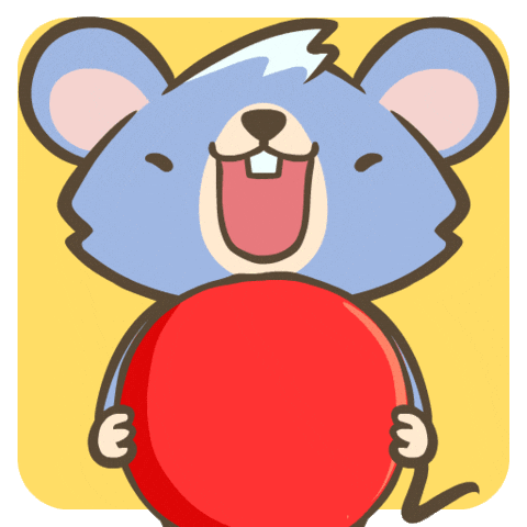 Kawaii gif. A smiling blue mouse holds a large heart-shaped block of cheese in its hand with the top of the cheese covered in bright red wax that glints in the light. The mouse takes a big happy bite, shoving the cheese heart into its mouth and shaking with excitement.