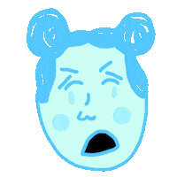 Sad Blue Girl Sticker
