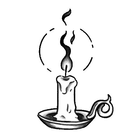 steph_fireflyatelier black and white candle flame black white Sticker