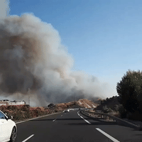 Forest Fire Spotted from Highway in Mijas, Spain