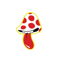 Happy Magic Mushroom Sticker by Taylor Reeve