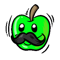 Apple Moustache Sticker by Apfel essen nicht vergessen