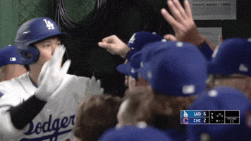 High Five Los Angeles Dodgers GIF by MLB