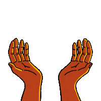 Illustrated gif. Brown hands stretched upward, cradling a wave, a tree, a bison, the Earth, framed by silhouettes of a bear, a wolf, a turkey, and a turtle. Text, "Vote for the waters, the land, the animals, the Earth."