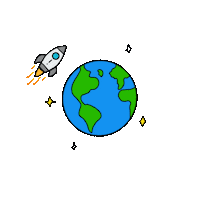 blackrocketco space spin earth rocket Sticker