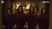 TraitorsAU scary house gold mask GIF