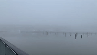 Morning Fog Shrouds Hudson River in New York's Westchester County