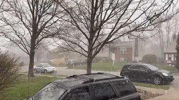 Snow Falls in Northern Kentucky During Spring Storm